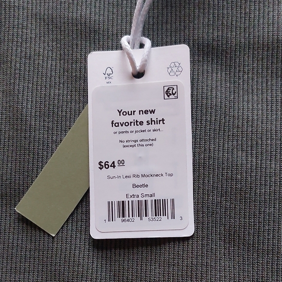 NWT Forest Green Marine Layer Lexi Rib Sun-In Mockneck Top Size Xs - Picture 3 of 3